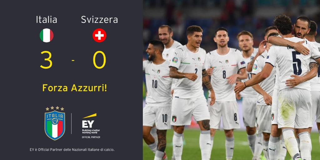 EY_Italy's tweet photo. Due su due! Congratulazioni agli #Azzurri da #EY, Official Partner delle 
Nazionali Italiane di calcio, al fianco di @FIGC per la trasformazione digitale. https://t.co/uowB3V4Ssp