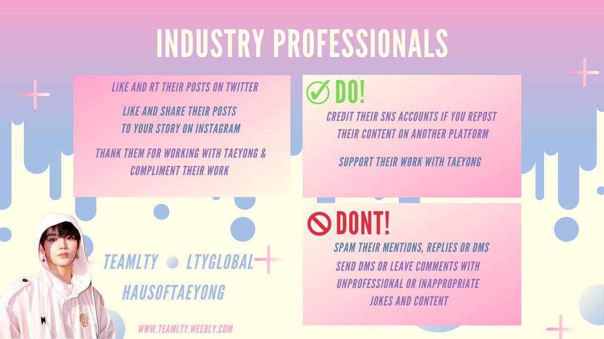 [GUIDE]

• Media Guidelines •

This guide is a collaboration with <a href="/LTYGlobal/">TAEYONG GLOBAL 🌹</a> and <a href="/hausoftaeyong/">NCT Taeyong Fashion & Style</a>, please follow this guide in the future when responding to media and industry professionals who mention TAEYONG. 

#TAEYONG #태용 #NCT태용 #テヨン