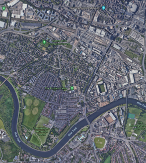 art_bright1's tweet photo. Ah the map that I made was using satellite pictures from google earth! Here you can see the river Trent - which flows through Nottingham; Trent Bridge Cricket Ground; The City Ground; Meadow Lane; and The National Ice Arena! https://t.co/M1ycVeZVL1