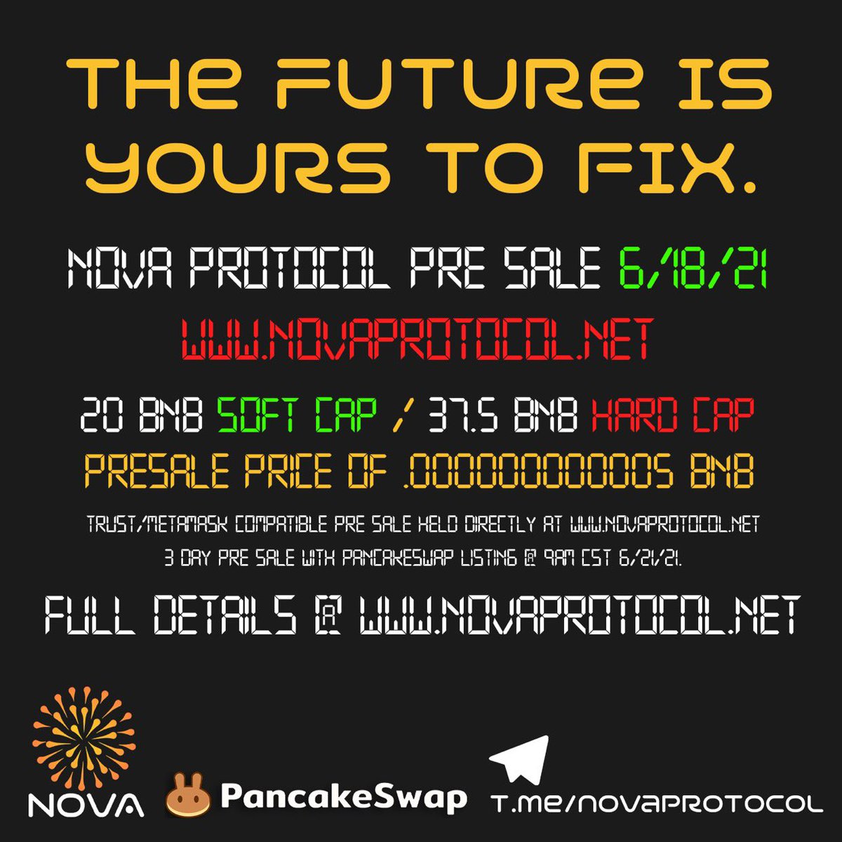 ProtocolNova's tweet photo. Everything changes in 48 hours.
https://t.co/1fixDy57i2
#Defigem #DeFi #BSCGem #cryptocurrencies #BinanceSmartChain #BSCGems #PancakeSwap #presale #ico #BNB #100xCoin #altcoin #moonshots #Airdrops #SAFEMOON #doge #BSCproject https://t.co/6KPzFT2ZUA