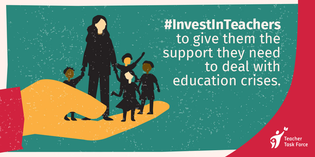We cannot let teachers bear the brunt of education disruptions by themselves. We need to #InvestInTeachers to give them the support they need to deal with education crises. Visit bit.ly/3fBFLGZ to learn more. <a href="/TeachersFor2030/">Teacher Task Force</a>