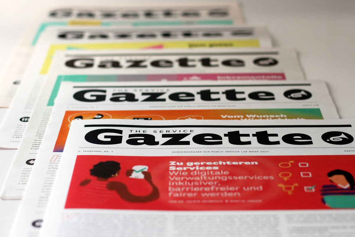 Seit 2017 veranstalten wir die jährliche Public Service Lab-Konferenz. Zu jeder erschien eine deutsche Ausgabe der #ServiceGazette, zu denen insgesamt 44 Expert*innen beitrugen.

Wir danken für die vielen Perspektiven und laden herzlich zum Lesen ein: medium.com/public-service…