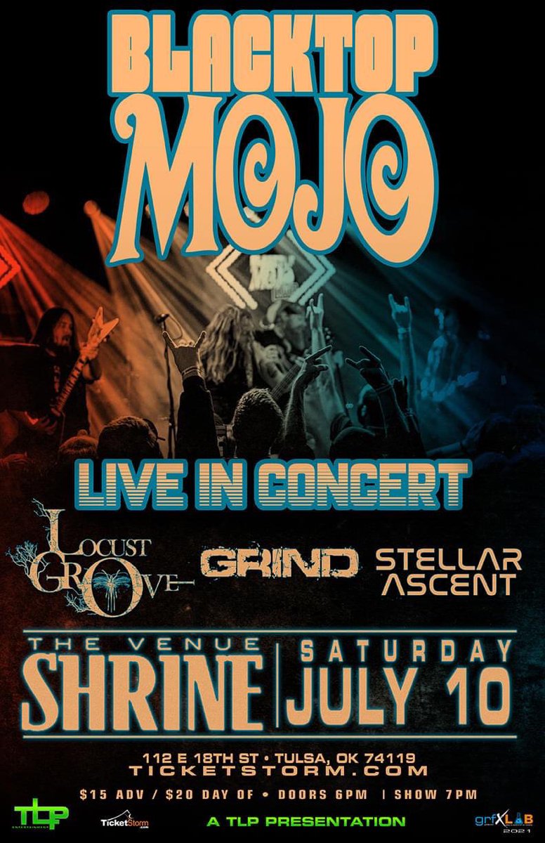 GRIND (@wearethegrind) on Twitter photo NEXT show for us w <a href="/BlacktopMojo/">Blacktop Mojo</a> <a href="/LocustGroveBand/">Locust Grove</a> #stellarascent at <a href="/TulsaShrine/">Tulsa Shrine</a> SAT JULY 10th. Contact us for Tickets & save $$ 🤘🏼🤩 NEXT show for us w <a href="/BlacktopMojo/">Blacktop Mojo</a> <a href="/LocustGroveBand/">Locust Grove</a> #stellarascent at <a href="/TulsaShrine/">Tulsa Shrine</a> SAT JULY 10th. Contact us for Tickets & save $$ 🤘🏼🤩