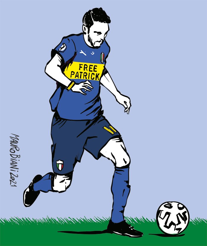nonsonpago1's tweet photo. @maurobiani: #ItaliaSvizzera #EURO2020  #Zaki
Faccio disegnino.
#Biani ! ❤️
"Grazie per i vostri felici auguri per il mio compleanno, il vostro sostegno attraversa i muri”
“Forza Italia oggi in Euro :)”
Forza Zaki 🤗 siamo con te ❤️
#FreePatrick
#FreePatricZaki https://t.co/yfUh0rJSjd