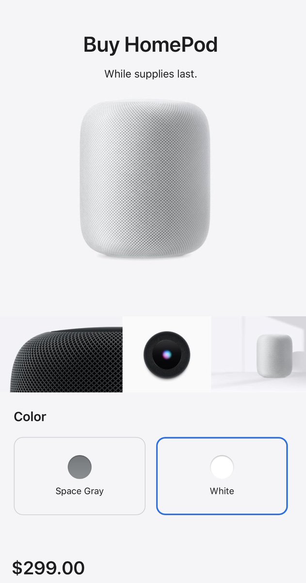 ResellCalendar's tweet image. I told everyone in RC to stock up on Apple Homepods last week as they were discontinued, but still in stock on Apple.com. 

Stock sat, and everyone was able to purchase as many as they liked for $299 each. 

They’re now selling for $450 &amp;amp; climbing. 🍏 Thanks, Apple.