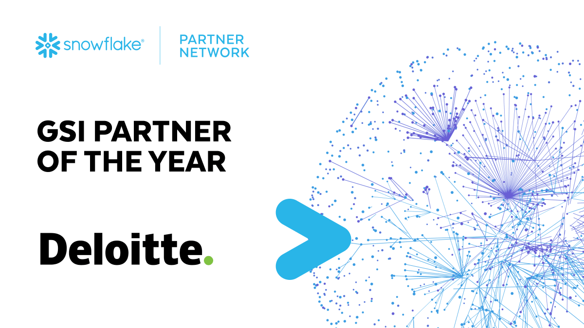 Snowflake's tweet photo. Congrats @Deloitte for winning GSI Partner of the Year! #SnowflakePartnerSummit https://t.co/PTv0LvkCKU