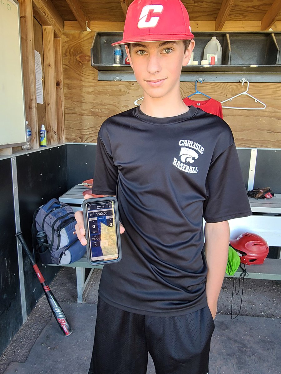 Coach_Berger14's tweet photo. . @Carlisle_BSBL 8th graders got to play with the new scoreboard earlier today! Logan Hart was the first person lucky enough to run it! https://t.co/ibc883AXsl