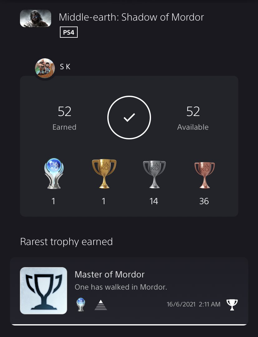 Middle-earth: Shadow of Mordor] My 26th Platinum : r/Trophies