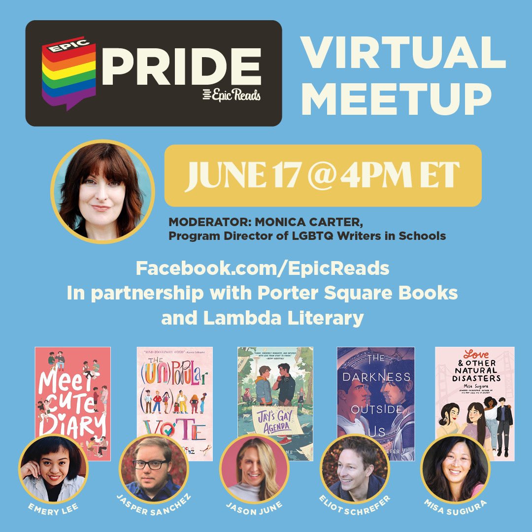 LGBTQWIS's tweet photo. Don’t forget! Tomorrow’s the day!🌈💜Happy #Pride  Twitter #YA! So excited to be moderating this fantastic panel for @EpicReads @HarperCollins and @PorterSqBooks! Get your #queer on with these awesome YA writers 📕🌻🌈🏳️‍🌈🏳️‍⚧️#books #YA #pride https://t.co/m3YlcHbaNR