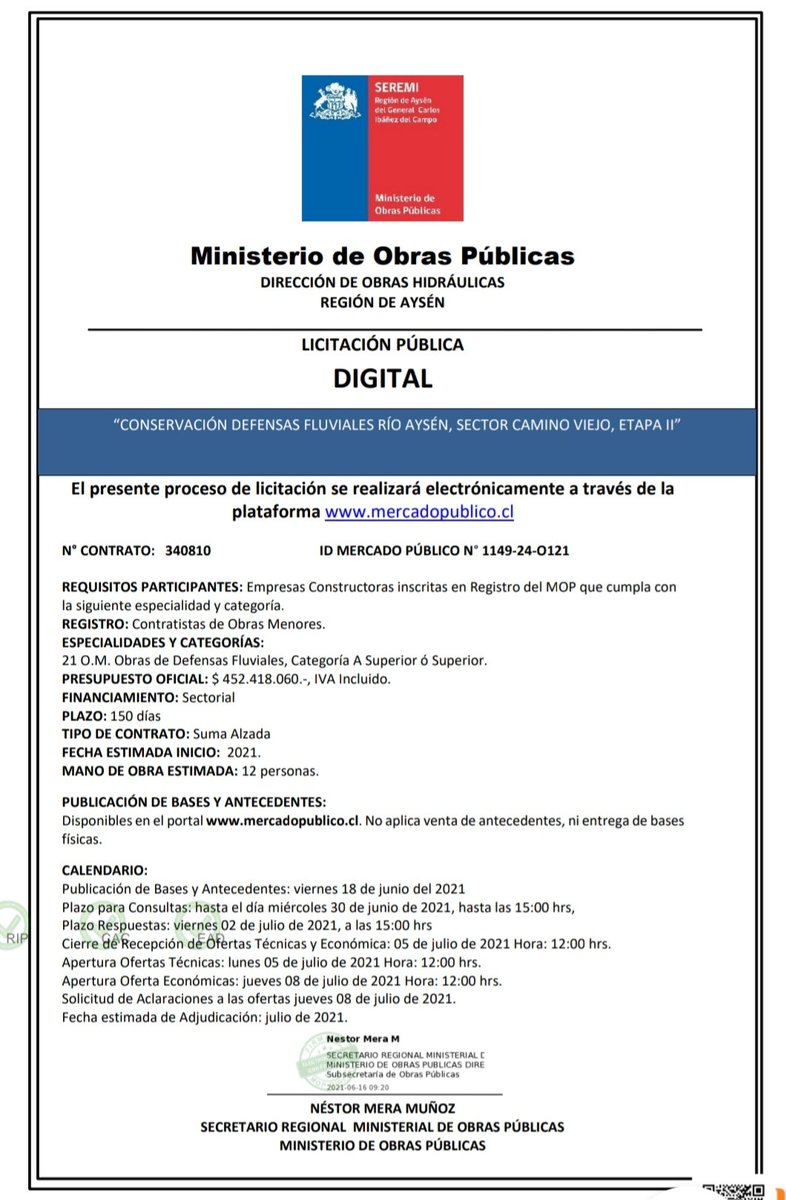 MOPAysen's tweet photo. Seremi @NMeraGobernador: El próximo 05 y 08 de julio abriremos propuestas para conservar Defensas Fluviales en el Río Aysén, Etapa II. Presupuesto estimado $452 millones. 
Entrega de empleo para 12 personas. #AysénSeRecupera 👏💪 https://t.co/MfLREcskzq