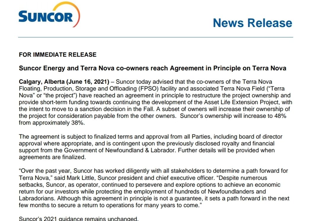 #BREAKING An agreement in principal has been reached on the Terra Nova project <a href="/VOCMNEWS/">VOCM News</a>
