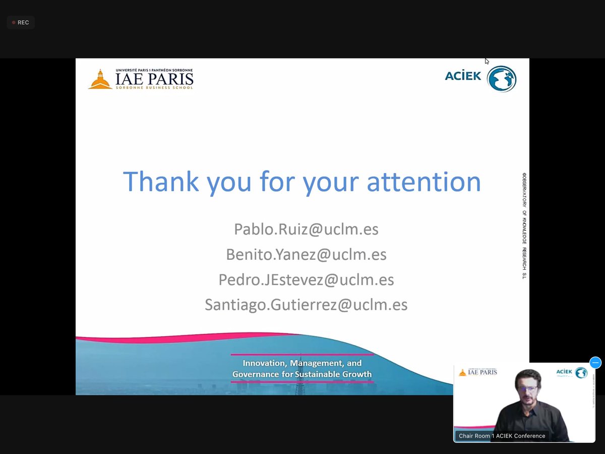 We have presented at the <a href="/ACIEKConference/">ACIEK Conference</a> our research work on #leadership and #employeedepression  of #hospitalityindustry in times of #COVID19, by #PabloRuizPalomino, #BenitoYáñezAraque, #PedroJiménezEstévez, and #SantiagoGutiérrezBroncano
