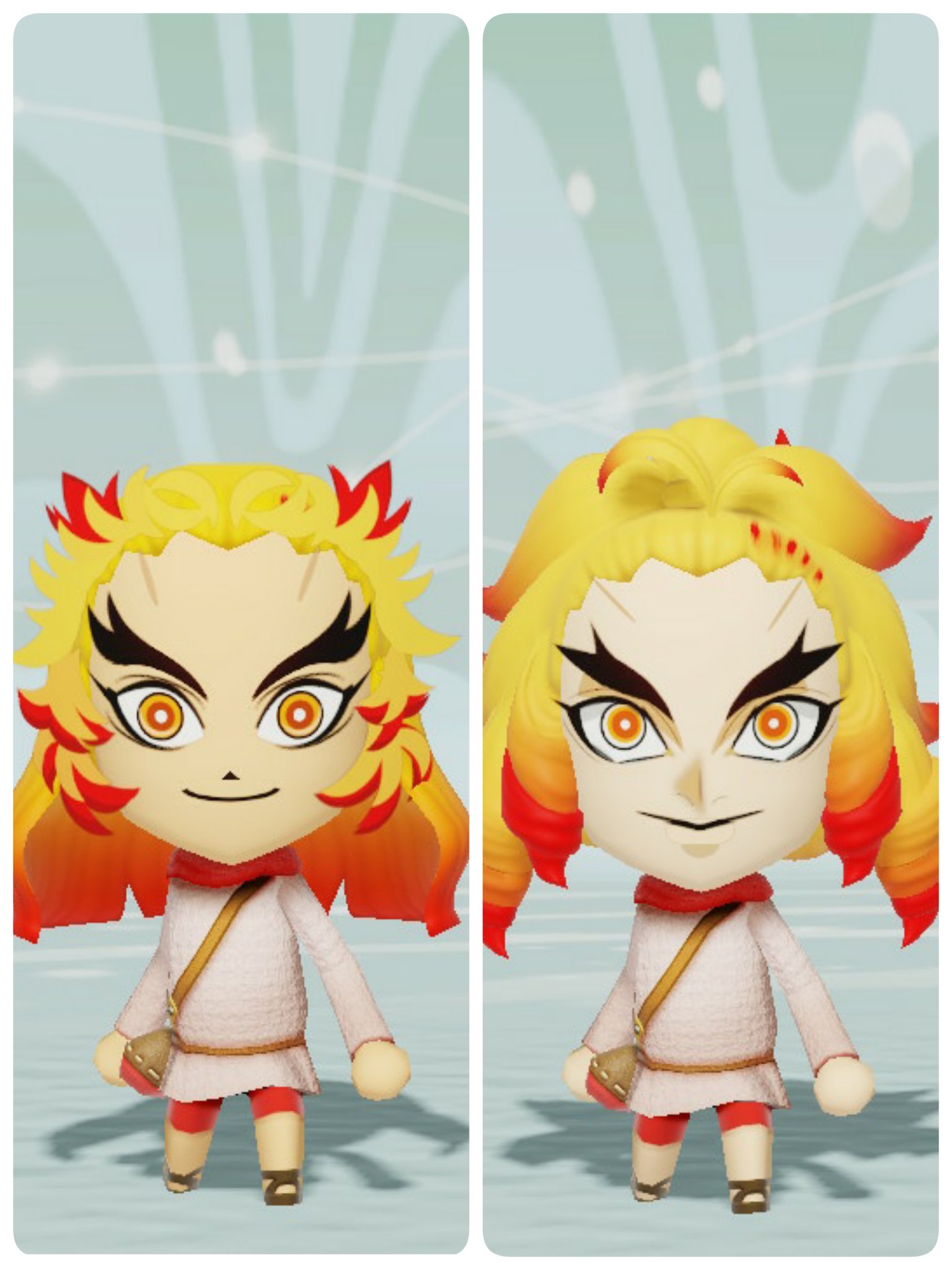 ヒオ しるこサンダー金鯱賢人 因みに顔パーツのみで半分以上 パーツ数を使いました 後 更に似せるなら多少 左右対称じゃなくすると かなぁ デフォルメ煉獄さんmiiの眉毛 少し手直ししよっと Miitopia ミートピア ミートピアで推し旅 鬼滅の刃