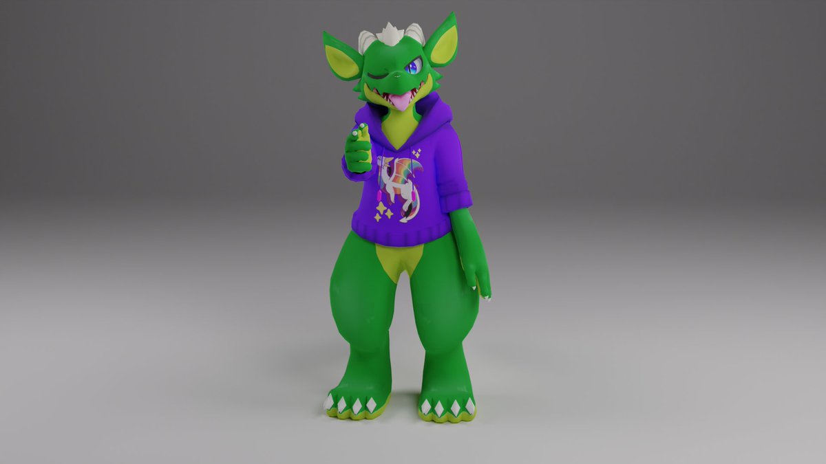 I'm nearly finished my personal model, the latest Render is NSFW due to some anatomy, so have a cute kobold render instead! BTW if you'd like a cute render for your VRC avatar, hit me up!