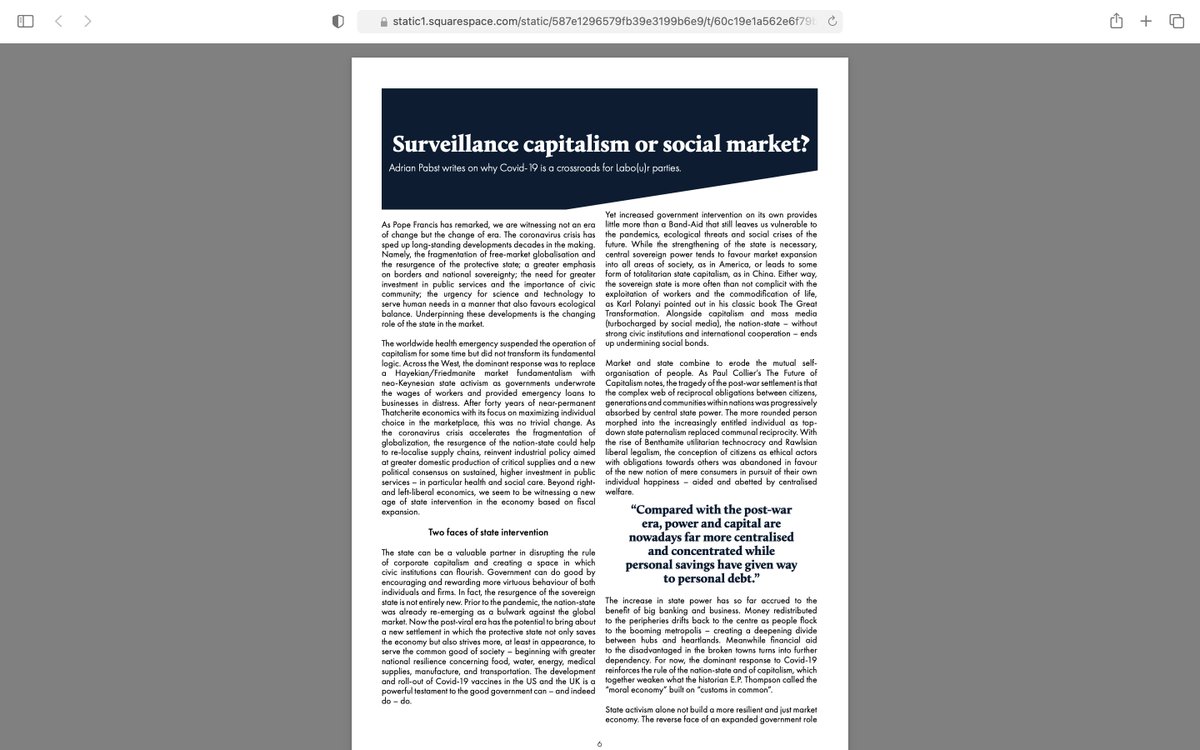 I'm delighted to contribute to the latest issue of The Tocsin published by <a href="/curtin_rc/">John Curtin Research Centre</a>  

Here's a snippet of my essay on the choice facing the left between supporting surveillance capitalism &amp; building a social market

Full access curtinrc.org/support

<a href="/dyrenfurth/">Nick Dyrenfurth</a>