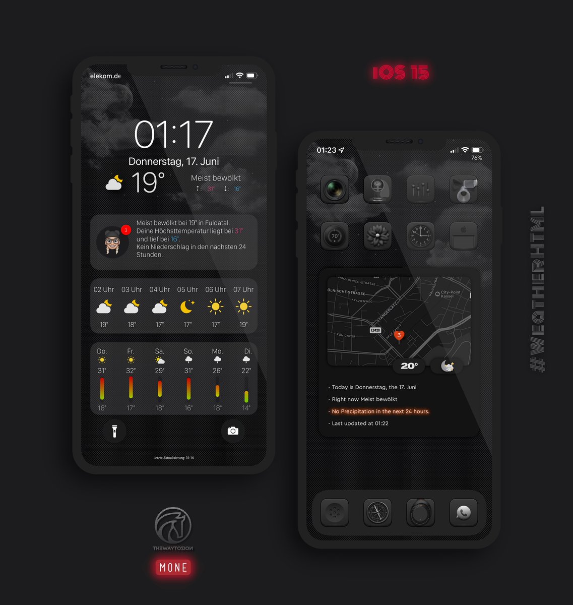 kleinmone's tweet image. #iOS15beta #nojailbreak

Tonight a complete setup ❤️

WeatherHTML by @thewaytozion ⭐️
Icons Carbon by @Nyk0n_
