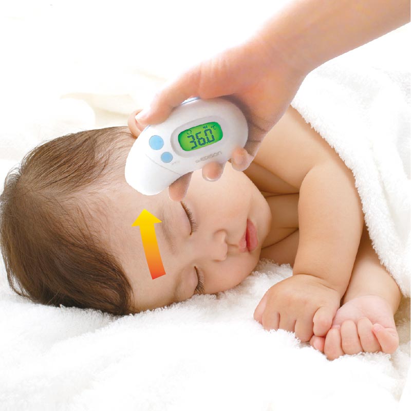 アカチャンホンポ おでこ でも耳 でも測れる 毎日検温で赤ちゃんの体調管理 サッと測れる 2way赤外線 体温計 おでこ 耳 どちらでも測れる 検温結果を50回分記録できる機能付き 音もon Offで切り替え可能デス0 エジソン 赤ちゃん