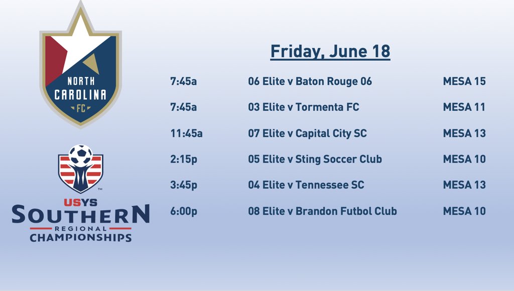 NCFC_ECNLGirls on Twitter "Here’s the schedule for the ECNLRL G Elite