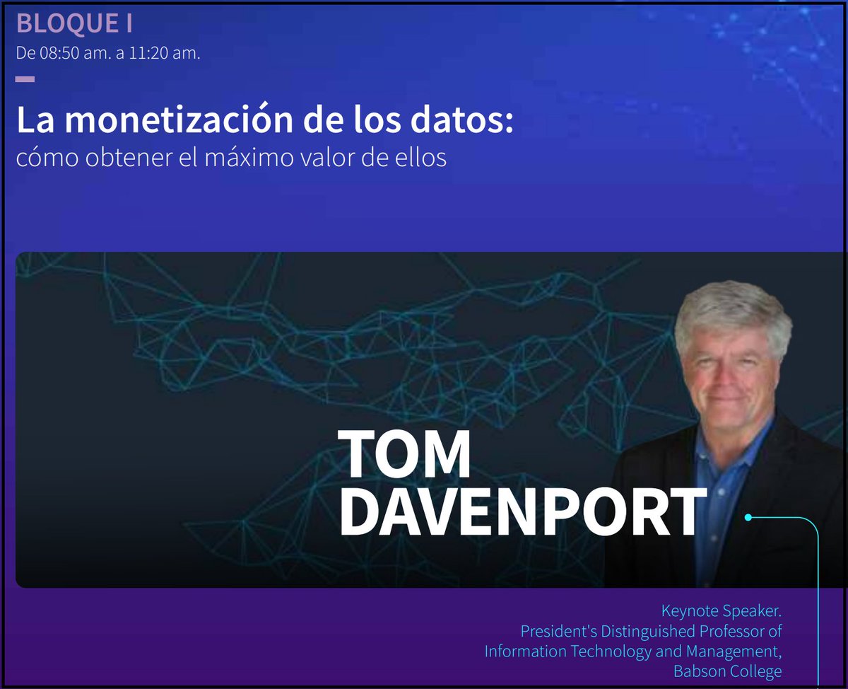 DS4BCommunity's tweet image. La próxima semana, @TomDavenport estará en el #DataAISummit2021 .
Líder , miembro del #MITCenter for #DigitalBusiness y Asesor Senior independiente #DeloitteAnalytics .
Autor del Libro : La Ventaja de la #IA : Cómo poner en marcha la Revolución de la #InteligenciaArtificial .