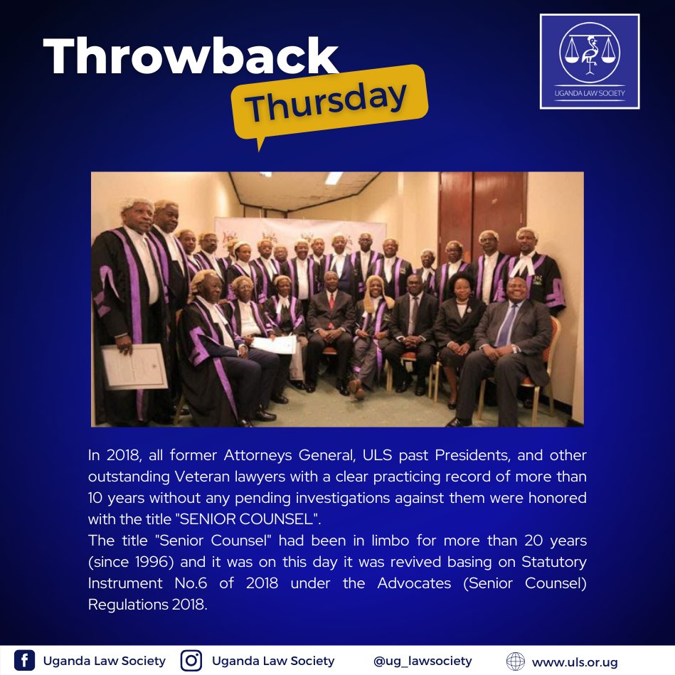 ug_lawsociety's tweet photo. #ThrowBackThursday
In 2018 former Attorneys General, ULS past Presidents, and other outstanding Veteran lawyers were honored with the title Senior Counsel. https://t.co/TCk6HDPMu1