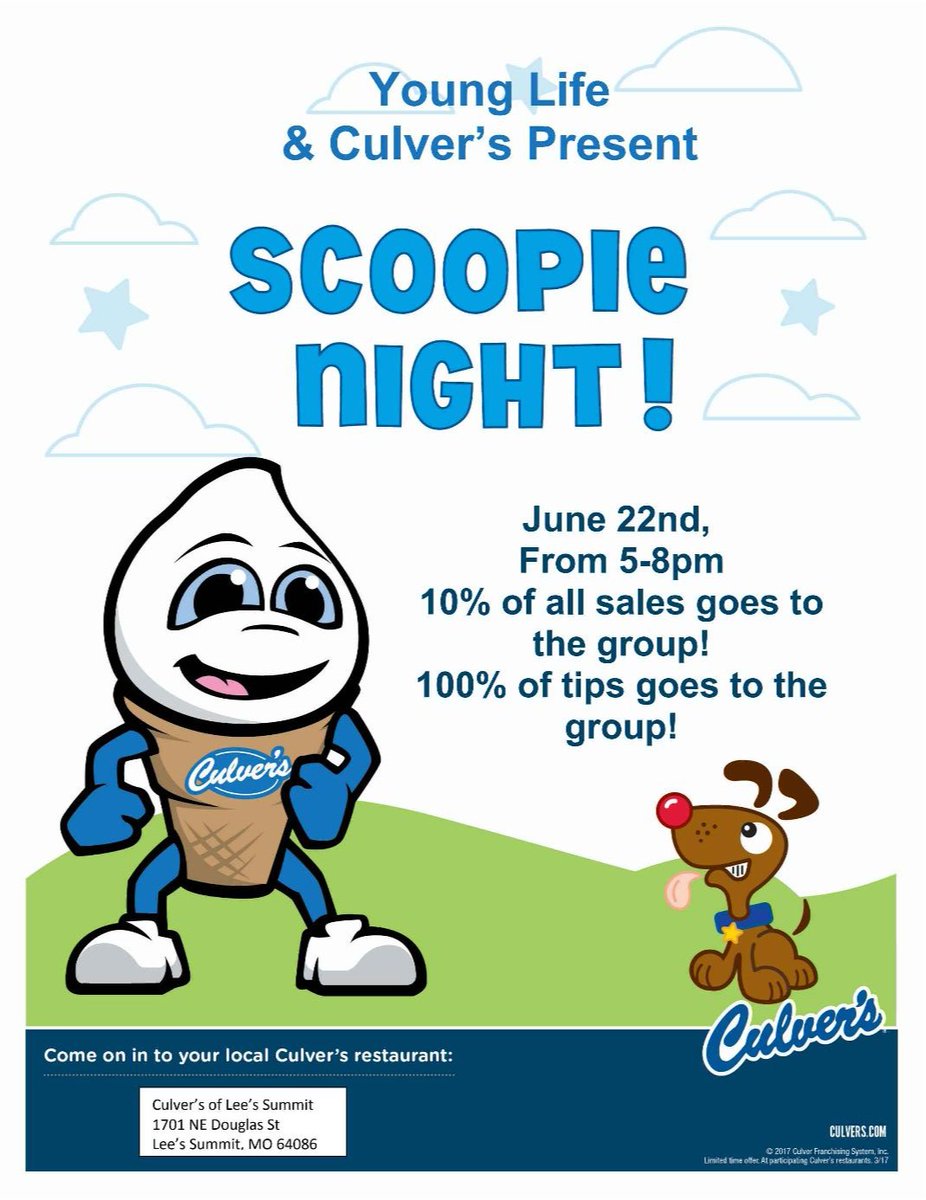 LSYoungLife's tweet photo. Come Support Kids Going to Camp at Culver's! - https://t.co/Ed0zg1fYAy https://t.co/snRcFCn7ta