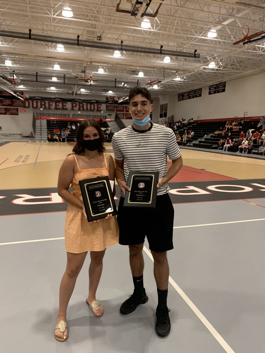 DurfeeAthletics's tweet photo. Congratulations to Faith Ferreira 🏑🥎and Zach Massa ⚽️🥅🏐 on being named Female and Male Athletes of the Year! Well deserved!! @frps_durfee @FRPSsupt @Chezsports https://t.co/sTtc2Uo5MJ