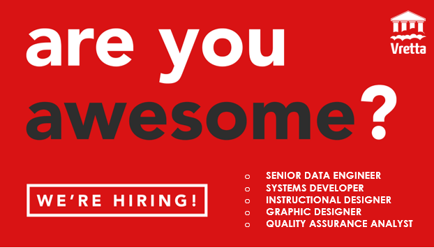 vretta's tweet photo. Awesome people out there, we're growing our team and we want to hear from you! https://t.co/voq3lP38Qe
#SeniorDataEngineer #SystemsDeveloper #InstructionalDesigner #GraphicDesigner #QAanalyst #VrettaJobs https://t.co/zhDvPIXhAe