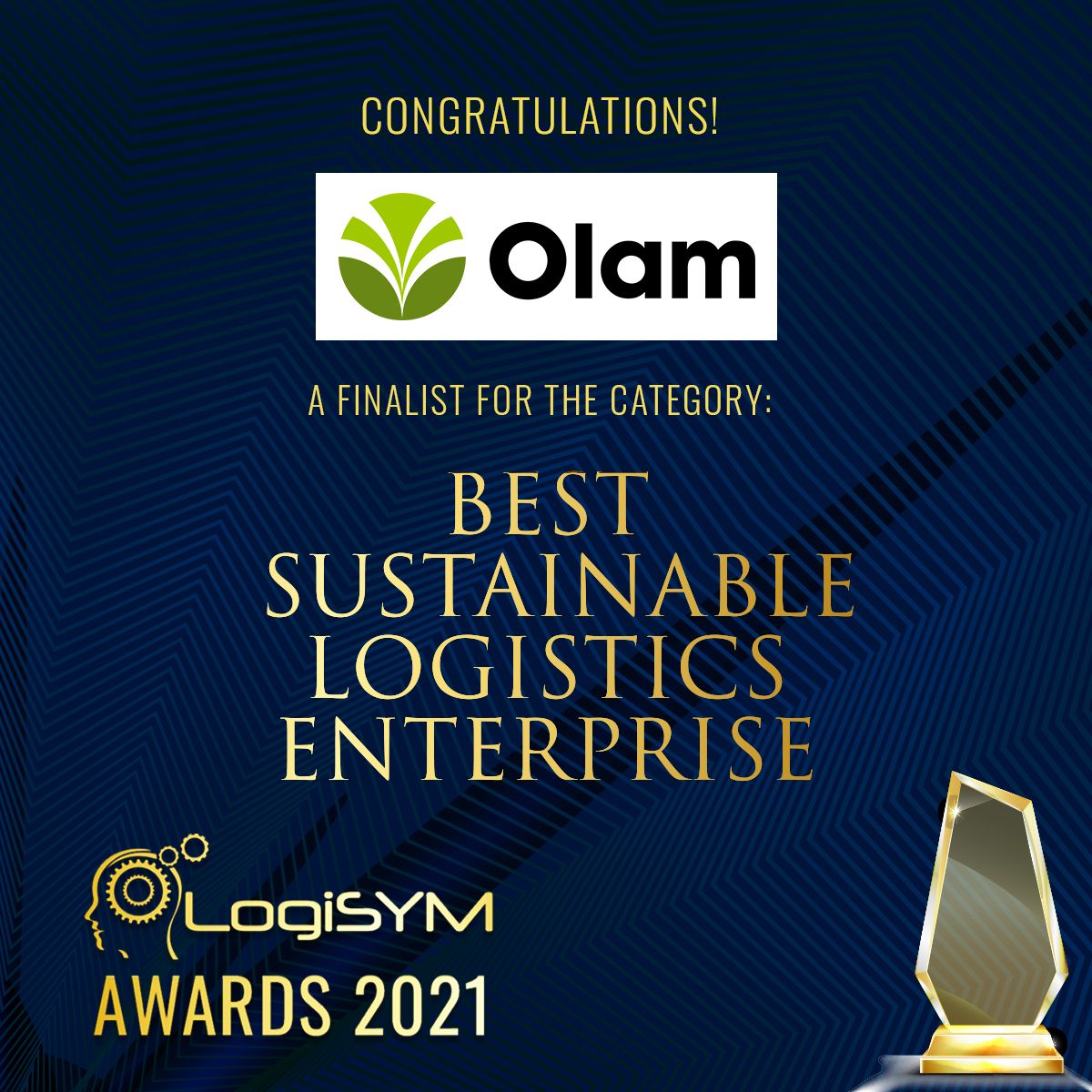 Olam's tweet photo. We're happy to share that @Olam was named 'Best Sustainable Logistics Enterprise' at the #LogiSYM Awards 2021, in recognition of our sustainable insights platform #AtSource and our ethos of #sustainability to effect positive change in our #supplychain. https://t.co/JPMoZujhQW https://t.co/sXx4INzv2y