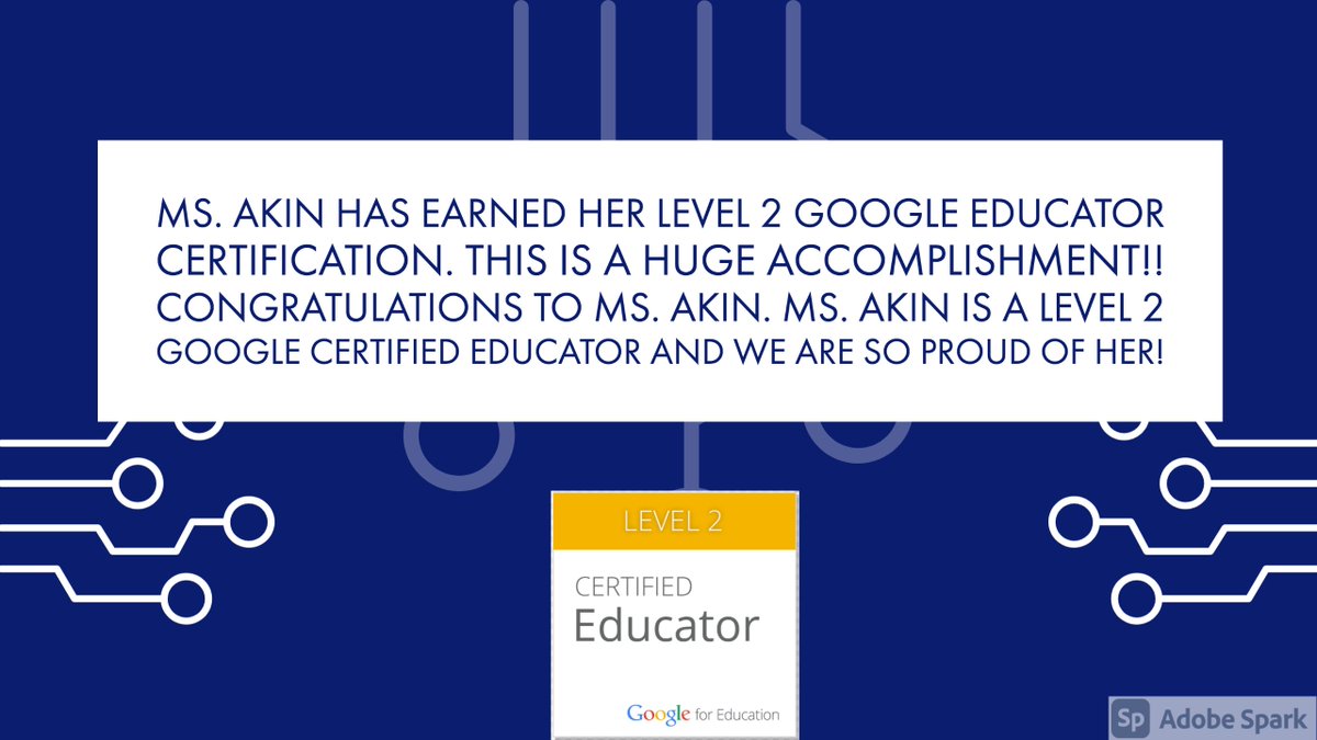 Congratulations to Ms. Akin on becoming a Google Level 2 Certified Educator!💻⌨️🖥️🤍💜