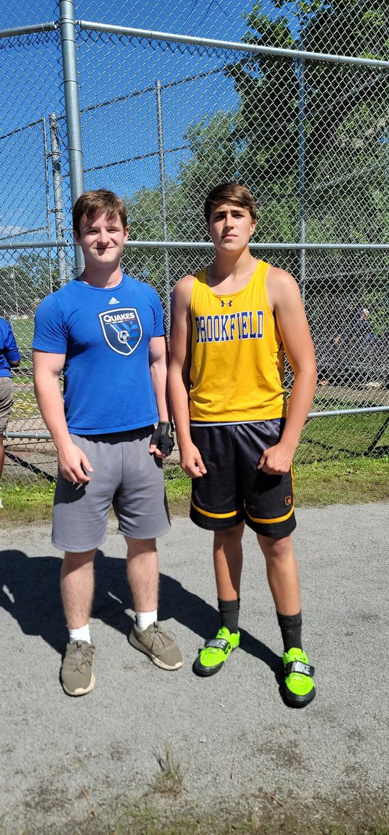 CoachHuling's tweet photo. Our Boys finished the season off today.  Junior, Andrew Lynch finished 28th in the Hammer Throw. Junior, Dante Bouchard finished in 16th place with a 10ft PR! Both first picked up a hammer 3 weeks ago! Thanks to Coach Gause for her amazing work w/our throwers.  @BHSBobcatSports https://t.co/jHXrHGbICO