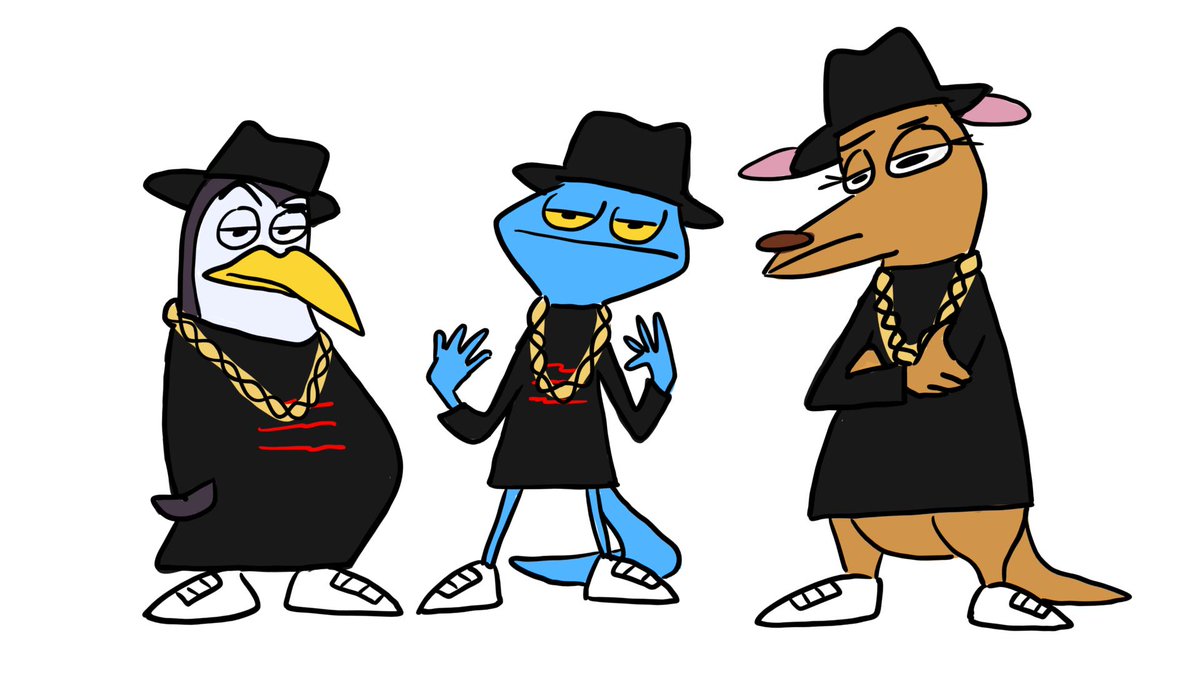 AcuteAnimation's tweet photo. It’s humpday dawg, and that’s on the Velocirappers! *mic drop*🎤
.
.
.
#velocirappers #raplife #rapperlife #rapartists #performerlife #goldchains #icy #driptoohard #drippin #rappinggoals #rapgoals #gotbars #hardbars #animation #characterdesign #characterart https://t.co/umkjH3gr9n