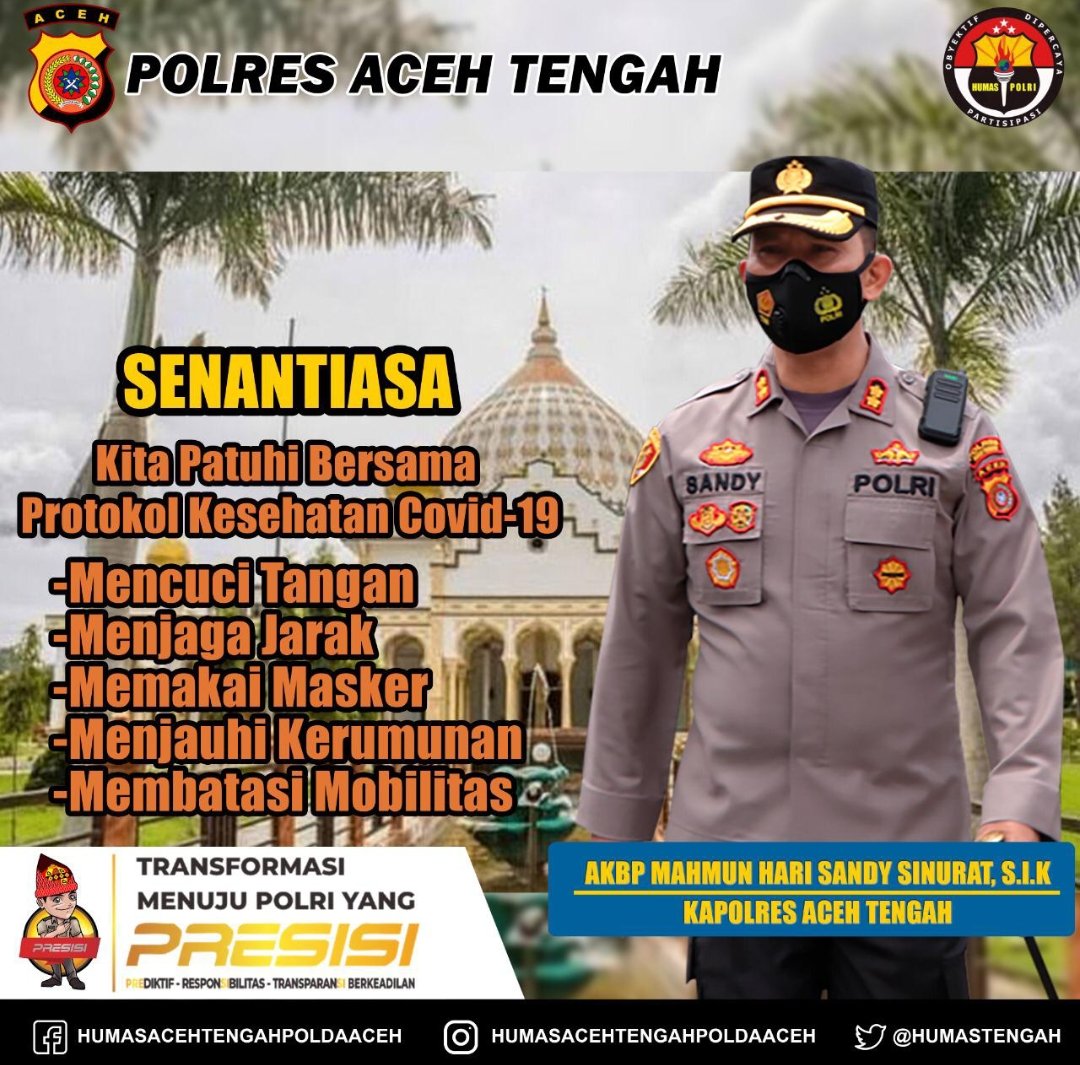 HumasTengah's tweet photo. Wajib Kita Patuhi Protokol Kesehatan Covid - 19
.
@divisihumaspolri
@bidhumaspoldaaceh
#maskeruntuksemua #patuhiprotokolkesehatan #prokesuntukkitasemua https://t.co/DgLjRHsoB4