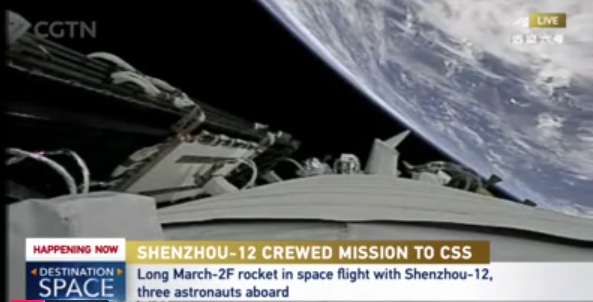 SpokespersonCHN's tweet photo. Into the space! #Shenzhou12 has been successfully launched. History will remember this day -June 17, 2021, and the three Chinese astronauts -Nie Haisheng, Liu Boming and Tang Hongbo. https://t.co/8RC8teEnLa