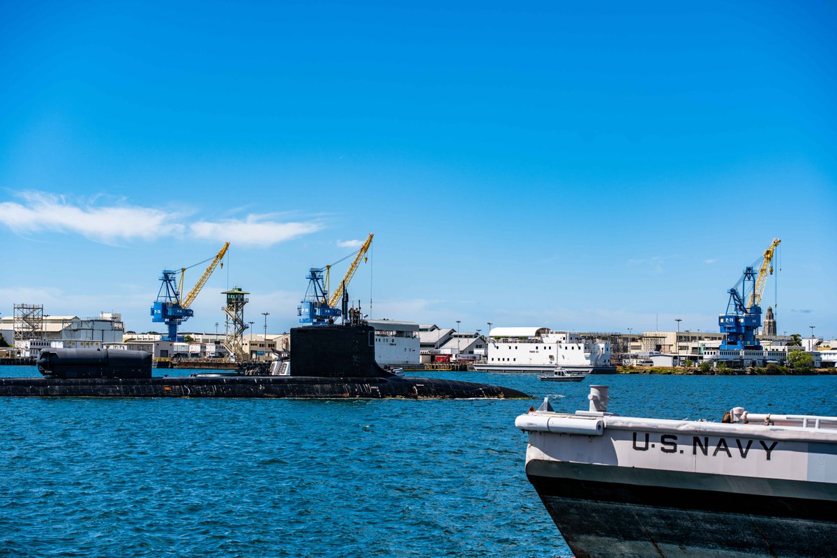 PacificSubs's tweet photo. The Virginia-class fast-attack submarine USS North Carolina (SSN 777) departed @JointBasePHH, June 16. U.S. military forces are present and active in the Pacific in support of a #freeandopenIndoPacific. #WarfightingandPeople https://t.co/23Wbcecm5k