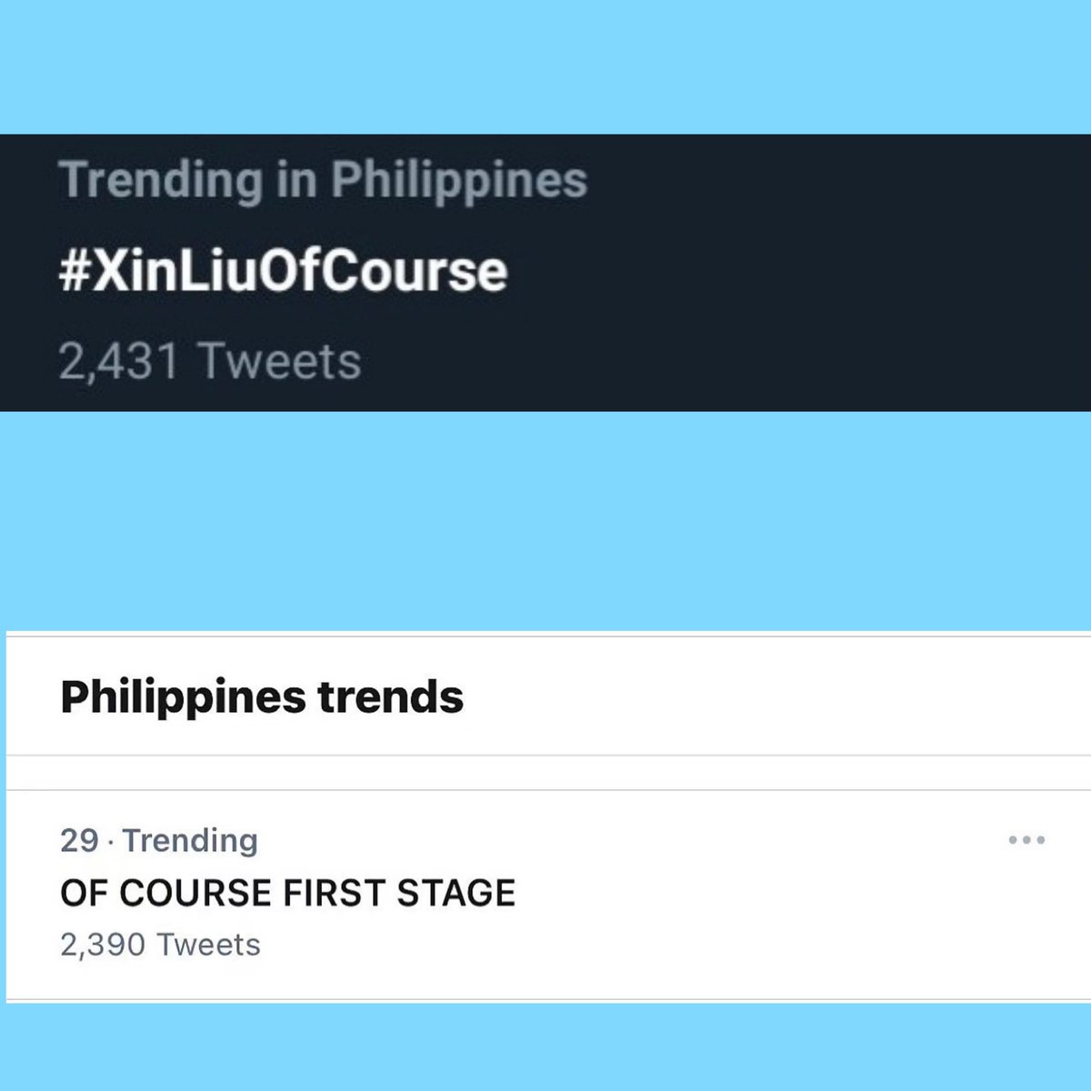 xinliu_fanclub's tweet photo. Of Course First Stage - Twitter Trends
Thank you to all of you who were part of the collective effort to make both topic/hastag trending in 4 countries: Philippines, Singapore, Thailand and Malaysia.
🇹🇭 No. 8⃣️
🇸🇬 No. 9⃣️
🇲🇾 No. 1⃣️4⃣️
🇵🇭 No. 2⃣️9⃣️
#刘雨昕
#XINLiu https://t.co/jzzyl5J0SY