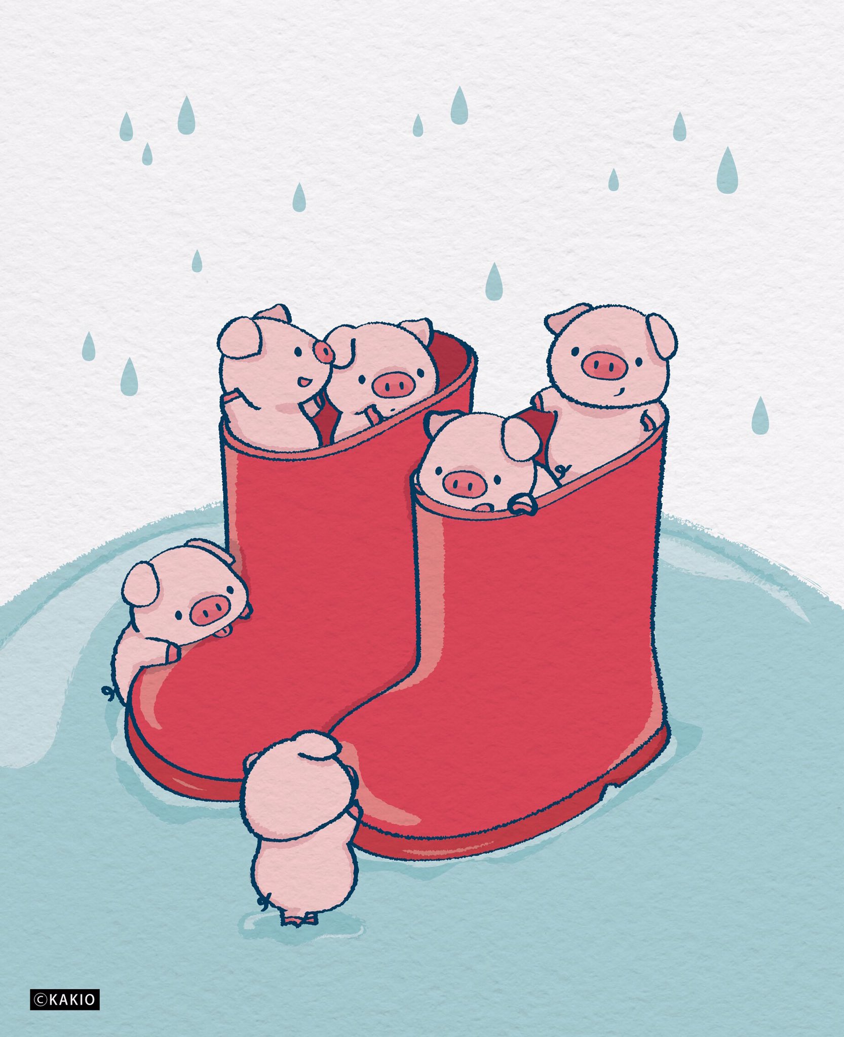 かきお Lineスタンプ販売中 あめあめふれふれ イラスト イラスト好きな人と繋がりたい 絵描きさんと繋がりたい かわいいイラスト ゆるいイラスト 絵描き 落書き デザイン 梅雨 雨 長靴 水 動物 ブタ ミニブタ T Co Lwru9jkhp4