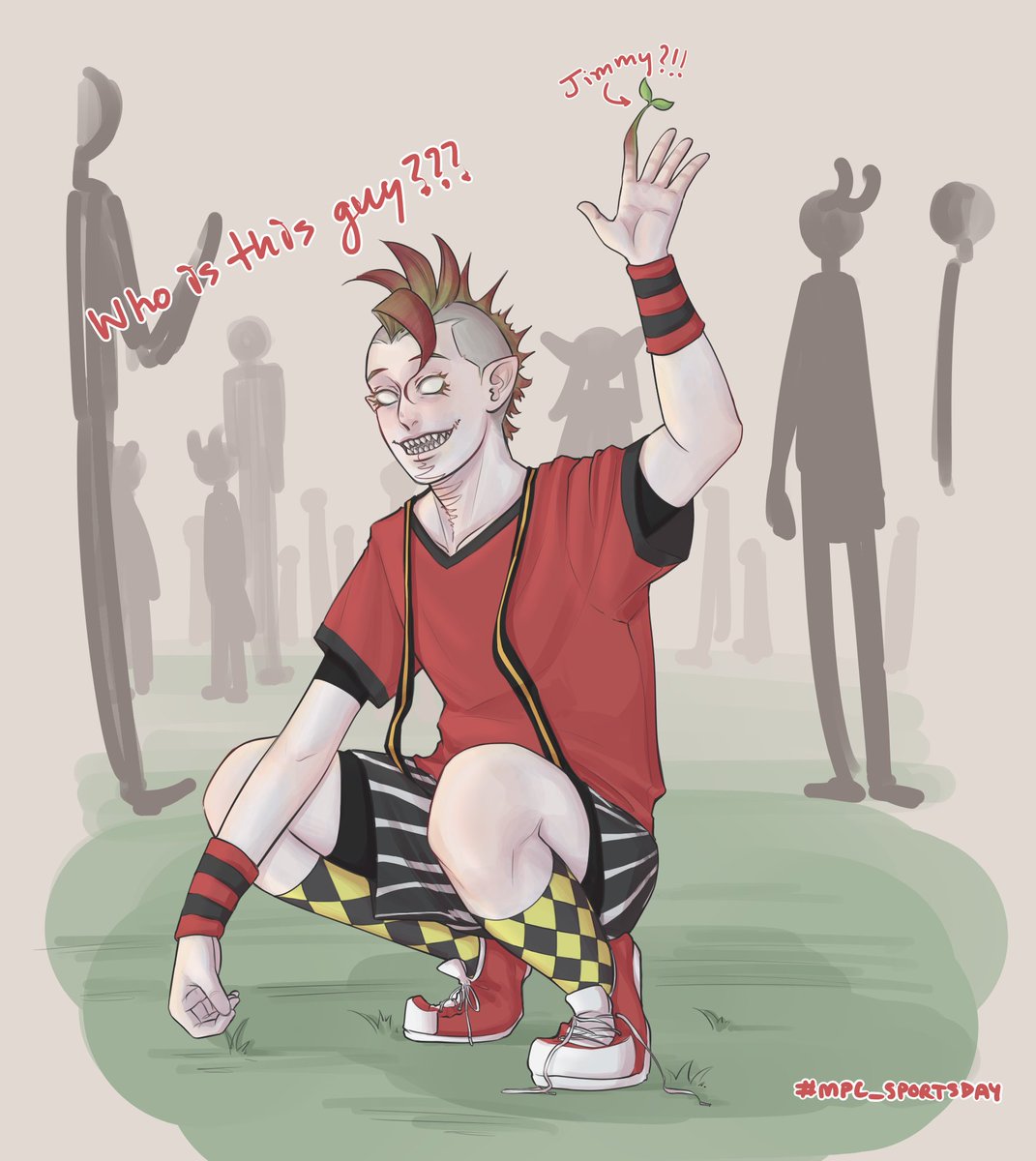 Sarun_MPC's tweet photo. #MPC_SportsDay 

ลูกใครนั่งเด็ดหญ้าพาส่งผู้ปกครองทีครับ

Yeah..no matter how many times you’ve looked, mind it once twice or thrice, this ‘not-green’ creature really IS that Sarun boi.

(เปิดร่างมนุษย์แล้วว รอแซคbroตามมา🥲มีสาเหตุที่ทำให้อยู่ในร่างมนุษย์กันด้วยนะ..แต่ไม่บอกหรอก-) https://t.co/HCRCQOWsNa