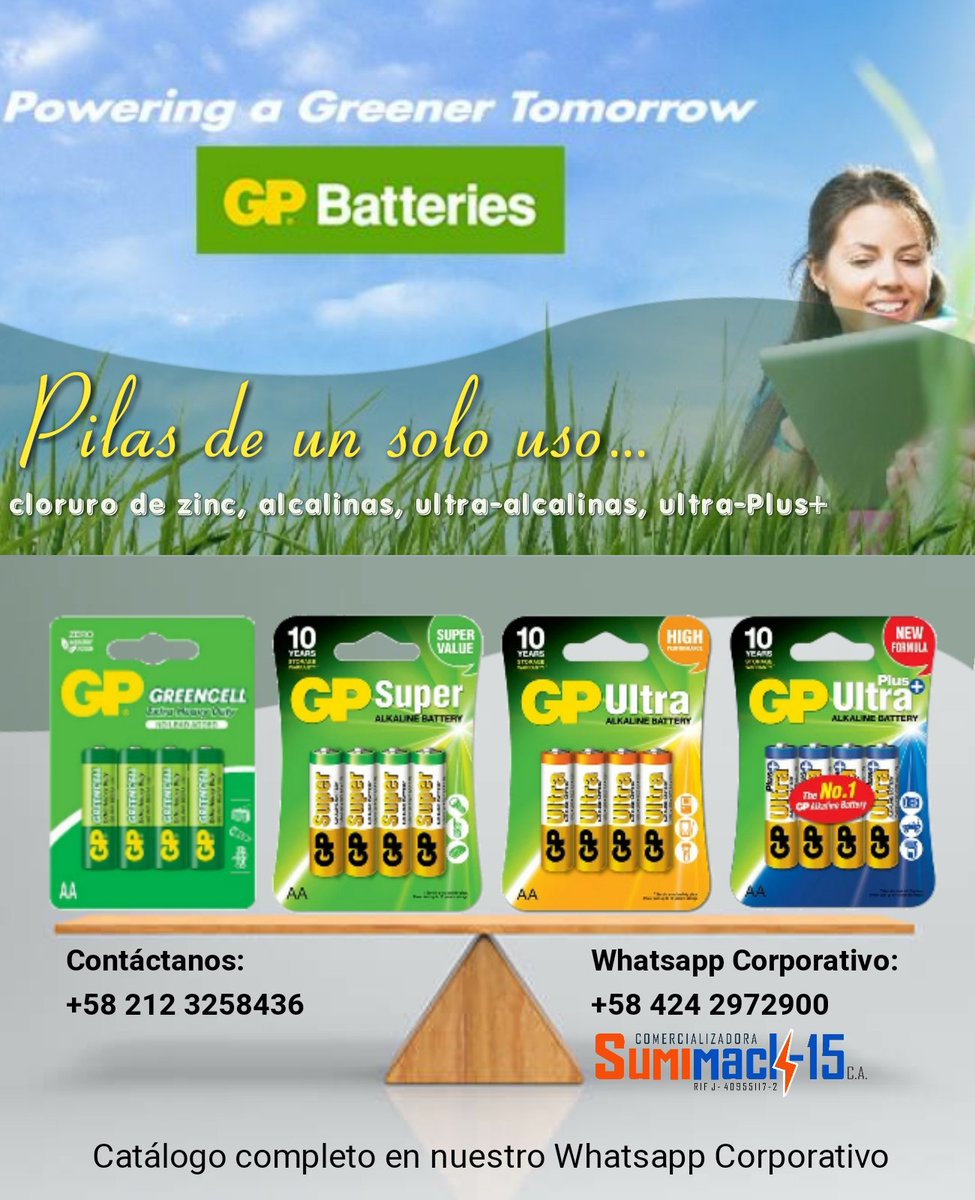 Sumimack_15's tweet photo. Pilas y baterías recargables GP... Somos distribuidores autorizados de toda la linea. Contáctanos..

#caracas 
#Tecnologia 
#pilas 
#sumimack15 
#gpbatteries 
#baterias 
#electronica 
#Venezuela https://t.co/OBS0jxPu2R