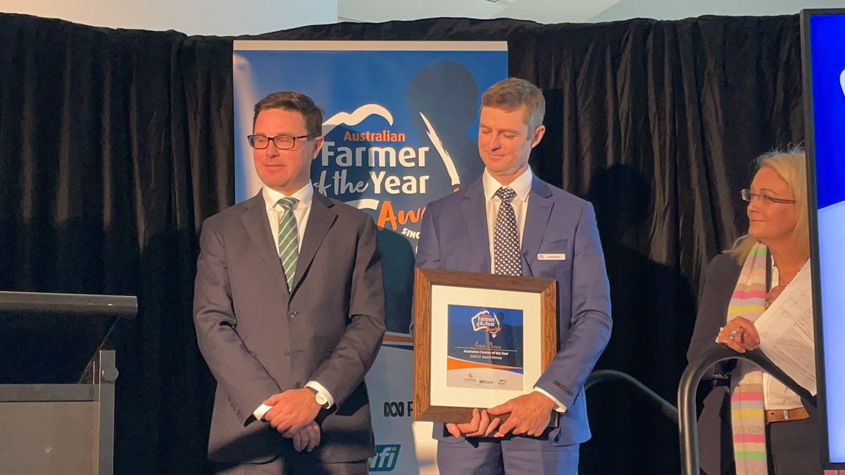 The @kondiningroup &amp; @abcrural 2020-21 Australian Farmer of the Year is James Brown, a pearl farmer from WA – presented by Minister Littleproud <a href="/D_LittleproudMP/">David Littleproud MP</a>