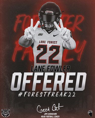 After attending a great prospect camp at Lake Forest College I am honored and humbled to have received my first offer. thank you to Coach <a href="/CoachShiffman/">Tony Shiffman</a> and <a href="/LFC_FOOTBALL/">Jim Catanzaro</a>.