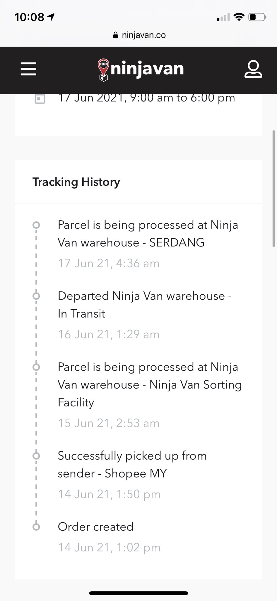 Cek tracking ninja van