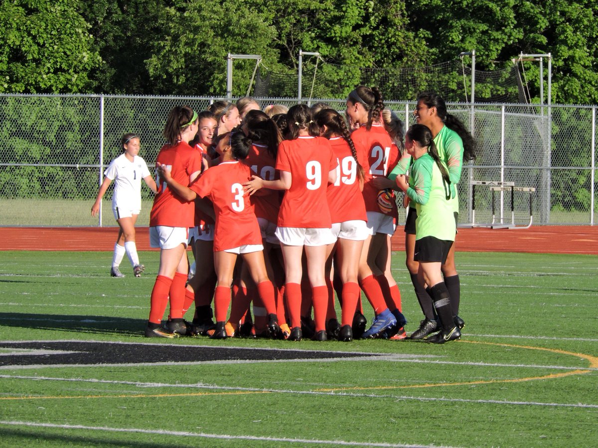 wearesoccer_mi's tweet photo. The @AthensSoccer players celebrate on the field upon the final whistle blowing of their 2-0 win over Ann Arbor Skyline in the State Semifinals on Wednesday, 6/16, resulting in the Red Hawks punching their ticket to the 2021 #MHSAA Girls Soccer D-1 State Championship Game. https://t.co/2wFa2MrkqC