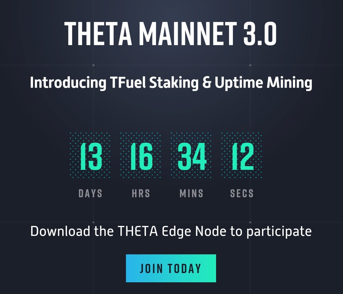 TreeburnerC's tweet photo. We are officially less than 2 weeks away from #THETA Mainnet 3.0 launch!  To celebrate I will be giving away 100 $TFUEL to one winner announced on Tuesday June 22 at 8pm EST!  Follow me, retweet this post and comment below to enter!

#crypto #cryptocurrency #altcoins $THETA https://t.co/gxZUFVv9zt