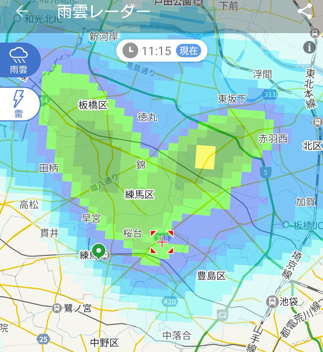 板橋区天気雨雲レーダー