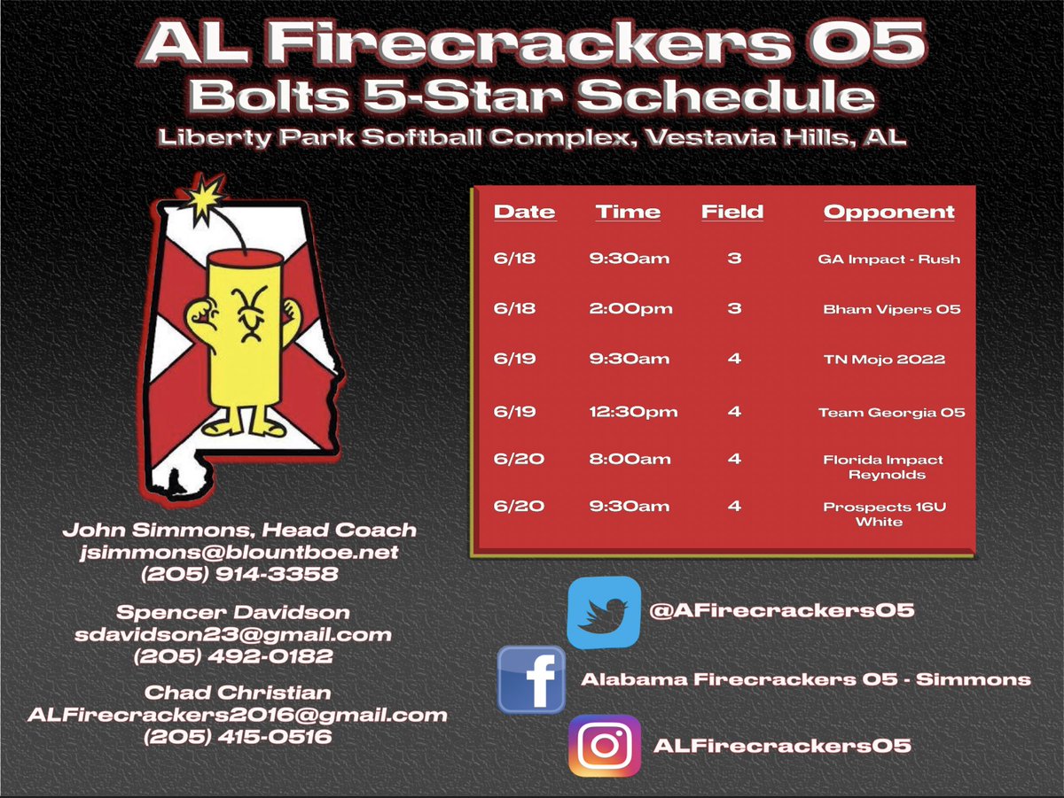 Here's our schedule for Bolts 5-Star this weekend. We'd love for you to watch us play. We will also live stream on FB live. Go ALFC05!