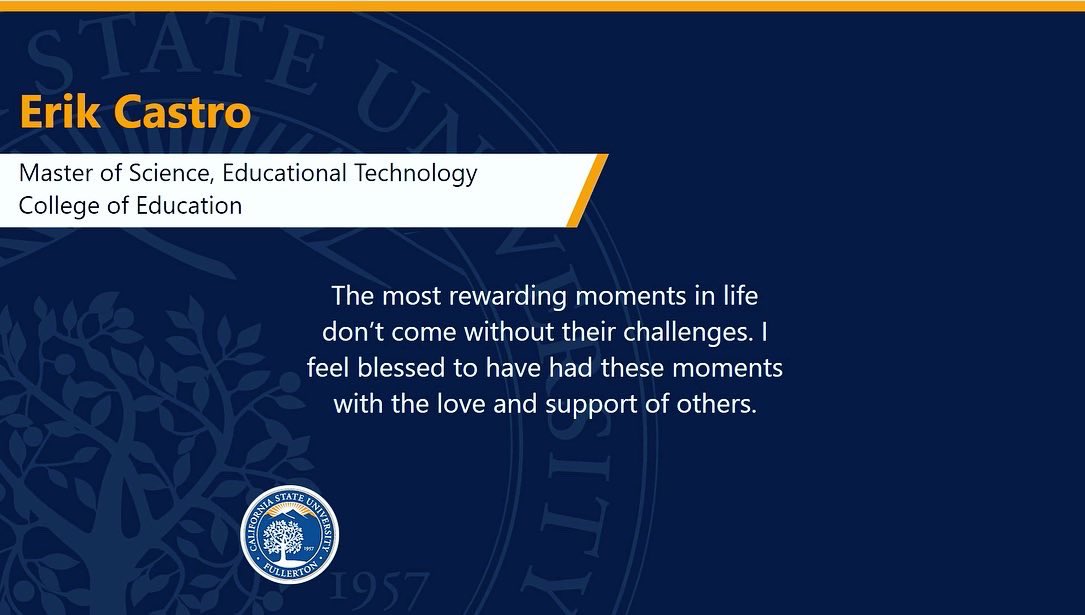 edu_latte's tweet photo. So this happened! Officially part of the Class of 2021. Master’s degree in Educational Technology. #proudTitan #csufgrad2021 #csufedtech 
@csufcoe @csufalumni Thank you.. @CSUF_EdTech @LorettaCDonovan @stephwcampbell @An_Wr3n @jenith https://t.co/jSmcUsFBAM