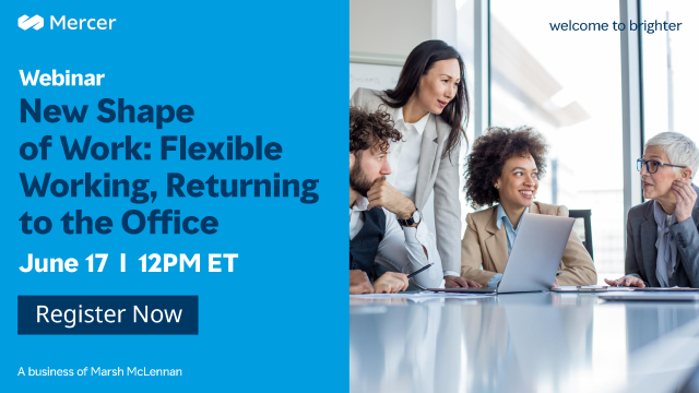 AshleyMTaff's tweet photo. Hear Mercer experts weigh in on how to adapt to changing business and workforce needs. Join us on June 17th at 12PM ET to hear the latest information on #FlexibleWorking, returning to the office and the competition for #talent. #health #MercerEvents https://t.co/fE3GhdBMoU https://t.co/NHP1ynLjKl