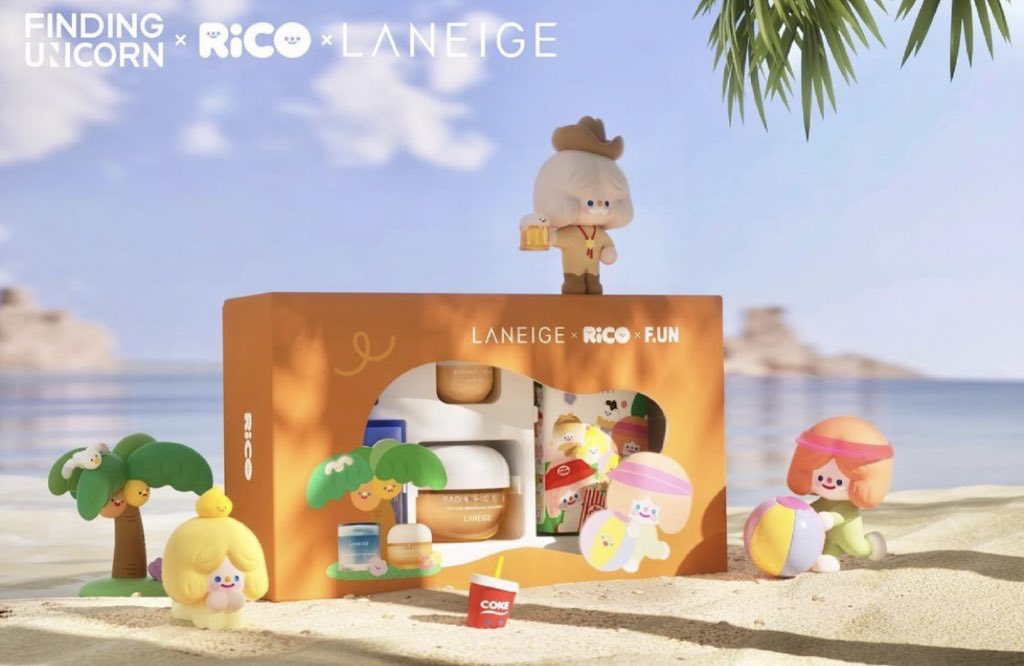 pinku_tai's tweet photo. แล้วคอลแลปส์อะไรกันจริงจังงงงง FINDING UNICORN x RiCO x LANEIGE มาในธีมซัมเมอร์ๆ 🏝🏖 สดใสเชียว ประเด็นเลยนะ อยากได้กล่องสุ่มตุ๊กตุ่นในเซ็ตนี้ 😝 https://t.co/dBqmpvUivM