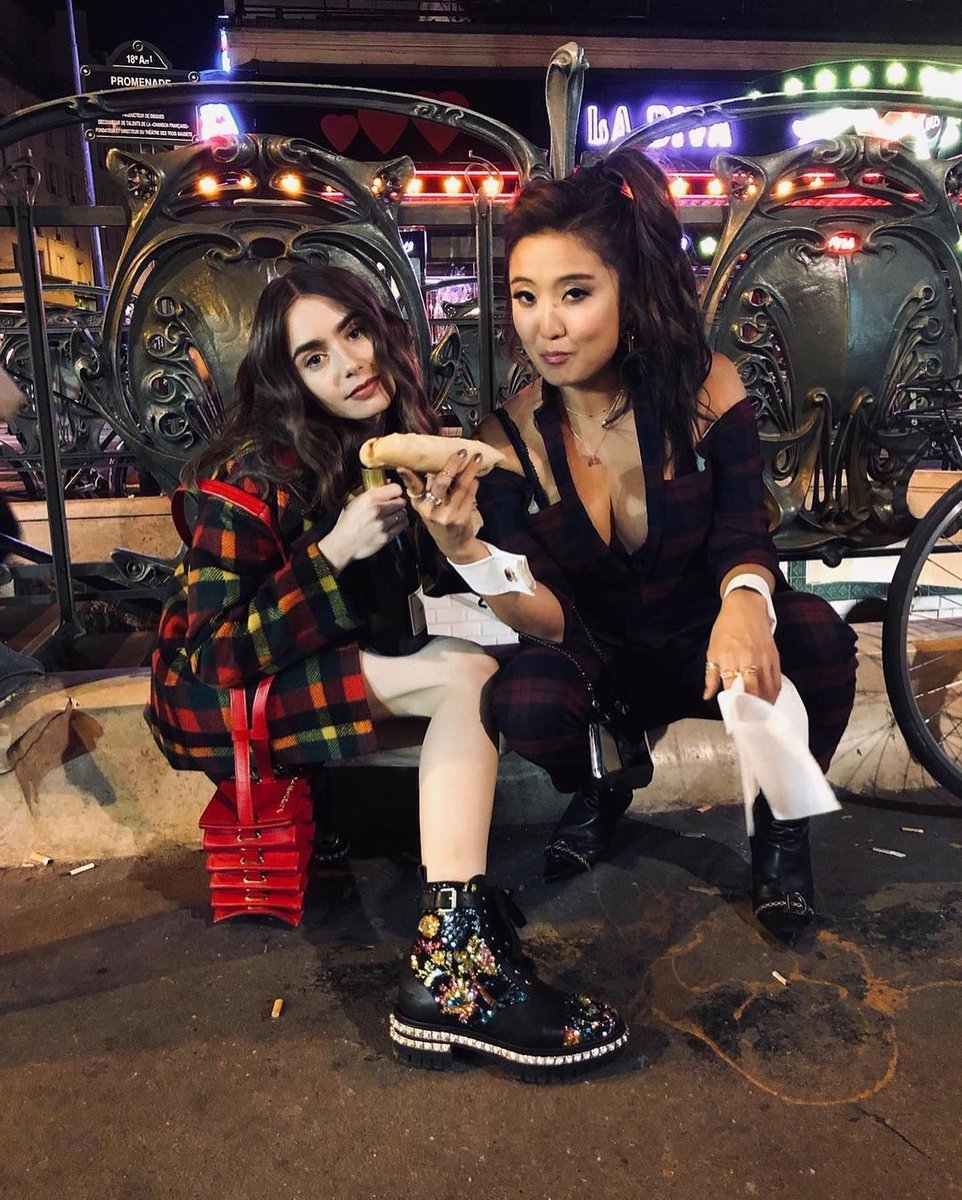enews's tweet photo. Excusez-moi Gabriel, but it's all about Emily &amp; Mindy in Paris. ❤️ Raise a glass of champère if you're ready for season 2. 🥂(📷 : Instagram) https://t.co/LgnpfZDTPQ
