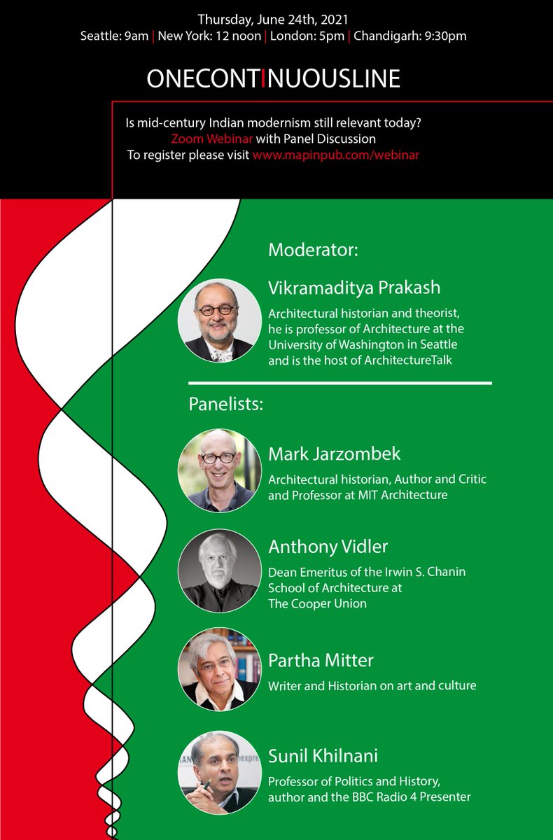 ArchitectureTa1's tweet image. Is Mid-Century Indian Modernism still relevant today? Join ArchitectureTalk host and moderator @VikramThings and panelists #MarkJarzombek @AnthonyVidler #ParthaMitter and @SunilKhilnani for this discussion. June 24 #onecontinuousline